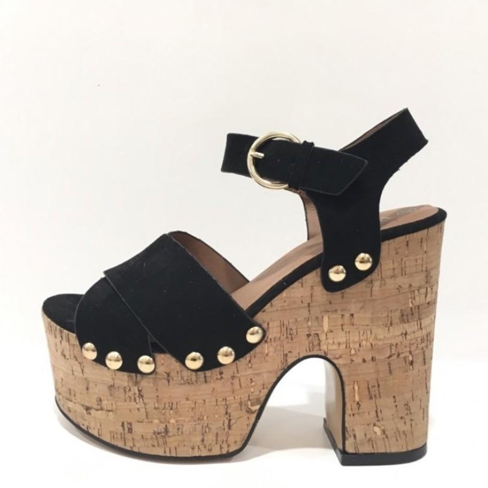 Chunky cork heels
